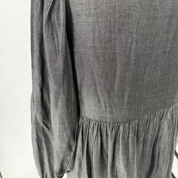 Cloud Ten S Metallic Black Bow Detail Long Sleeve Babydoll Dress - Picture 9 of 13